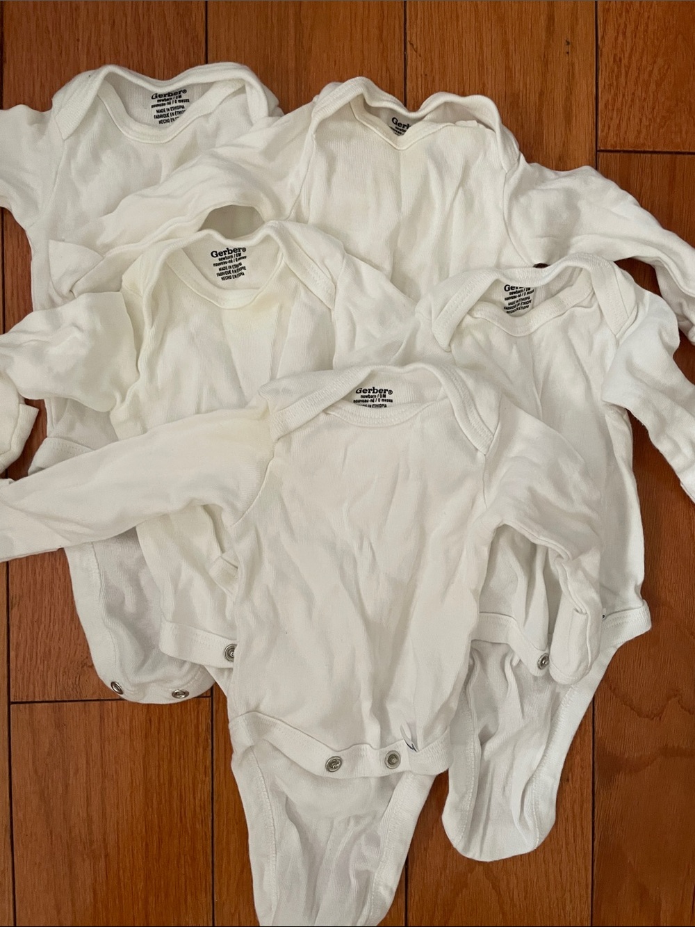 Gerber White Long-Sleeve Baby One-Piece Bodysuits - Pack of 5